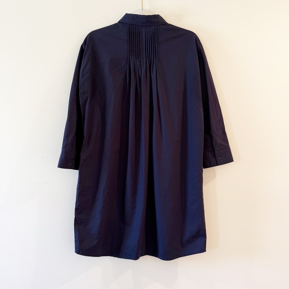 Vilagallo Navy Blue Embroidered Sequin Novelty Cotton Shirt Dress - Picture 4 of 10